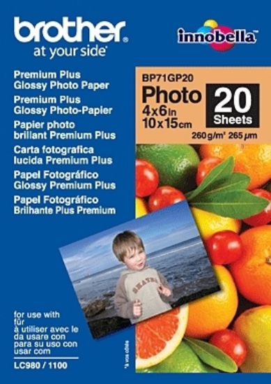 Image de Brother BP71GP20 Premium Glossy Photo Paper papier photos Blanc (BP-71GP20)
