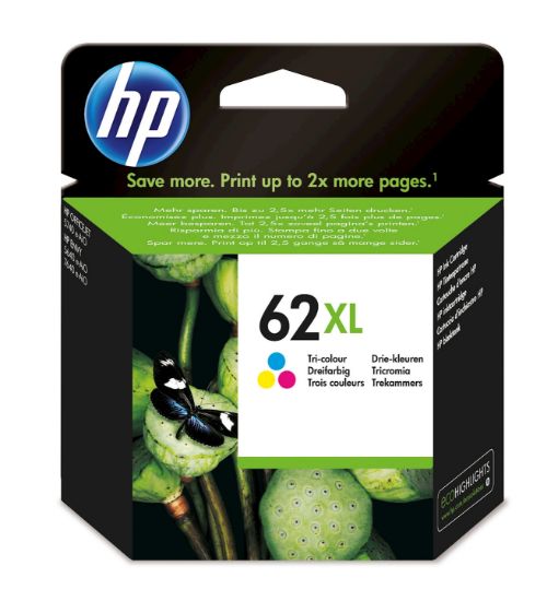 Image de HP 62XL cartouche d'encre trois couleurs grande capacité authentique (C2P07AE)