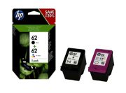 Image de HP 62 pack de 2 cartouches authentiques d'encre noire / trois couleurs (N9J71AE)