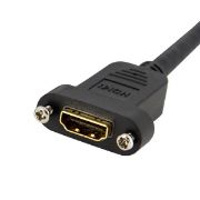 Image de StarTech.com Adaptateur HDMI 1m - Câble HDMI 4K30Hz Haut Débit pour Montage sur Panneau - Bande Passante 10.2 Gbps - HDMI 4K à HDMI F/M - Câble de Connexion pour Montage sur P ... (HDMIPNLFM3)