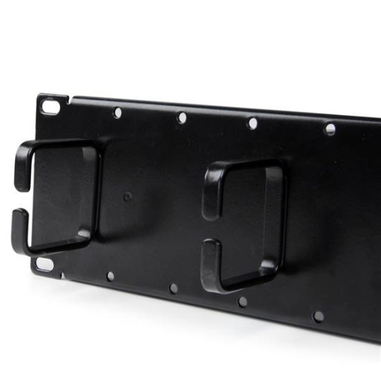 Image de StarTech.com Panneau double de gestion de câbles horizontal 2U pour rack de serveur - Guide pour câbles avec anneaux (CMPNL2U)