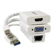 Image de StarTech.com Kit d'accessoires pour Macbook Air - Adaptateurs Mini DP vers VGA / HDMI et USB 3.0 vers Gigabit Ethernet (MACAMDPGBK)
