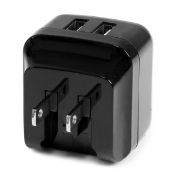 Image de StarTech.com Chargeur mural USB à 2 ports - Haute puissance (17 W / 3,4 A) - Chargeur de voyage international (USB2PACBK)