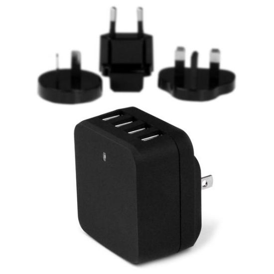 Image de StarTech.com Chargeur mural USB à 4 ports - (34 W/6,8 A) - Chargeur de voyage international - Noir (USB4PACBK)