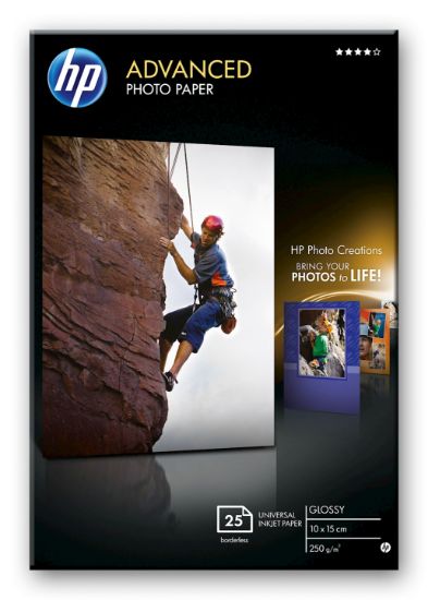 Image de HP Papier photo à finition glacée Advanced, 250 g/m2, 10 x 15 cm (101 x 152 mm), 25 feuilles (Q8691A)