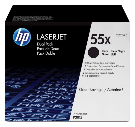Image de HP 55X pack de 2 toners noir grande capacité authentiques (CE255XD)