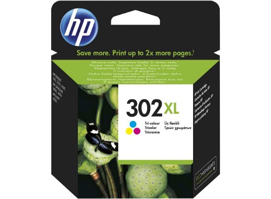 Image de HP 302XL Cartouche d’encre trois couleurs grande capacité authentique (F6U67AE)
