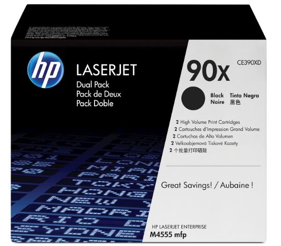 Image de HP 90X pack de 2 toners LaserJet noir grande capacité authentiques (CE390XD)