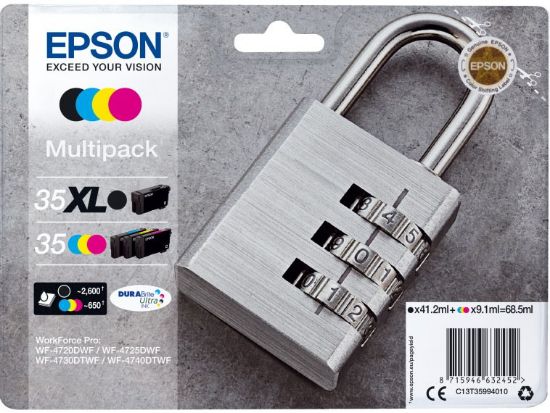 Image de Epson Padlock 35XL cartouche d'encre 1 pièce(s) Original Rendement élevé (XL) Noir, Cyan, Magenta, Jaune (C13T35994020)