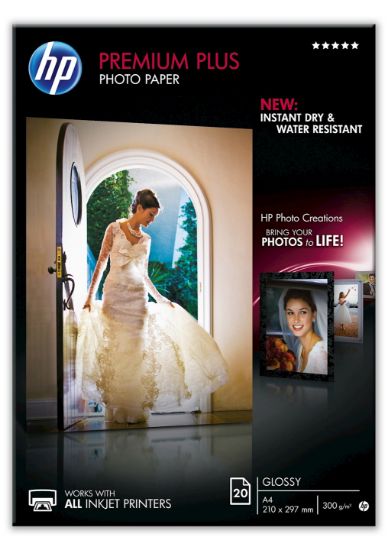 Image de HP Papier photo à finition brillante Premium Plus - 20 feuilles/A4/210 x 297 mm (CR672A)