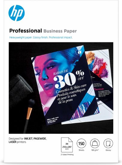 Image de HP Professional Business Paper, Glossy, 180 g/m2, A4 (210 x 297 mm), 150 sheets (3VK91A)