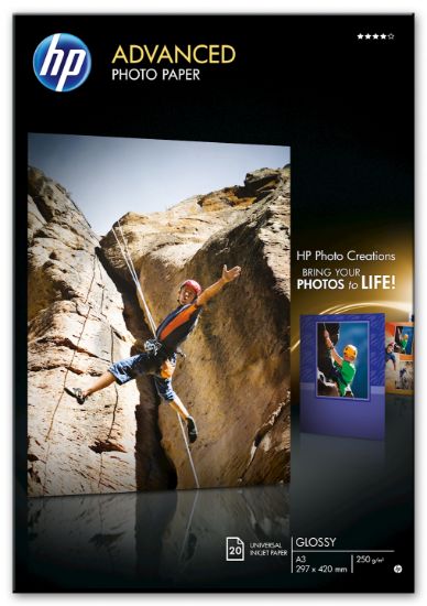 Image de HP Papier photo Advanced, brillant, 250 g/m2, A3 (297 x 420 mm), 20 feuilles (Q8697A)