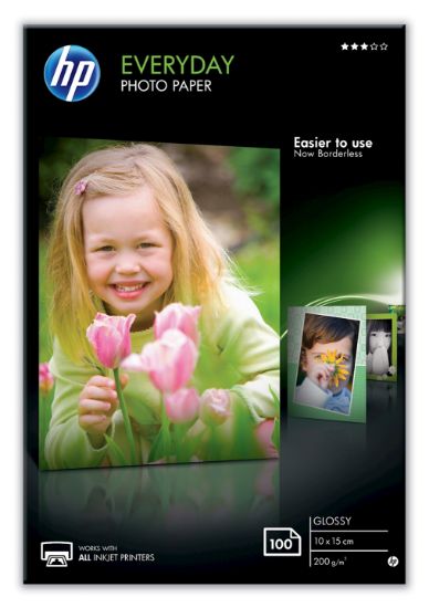 Image de HP Papier photo Everyday, brillant, 200 g/m2, 10 x 15 cm (101 x 152 mm), 100 feuilles (CR757A)
