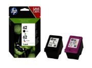 Image de HP 62 pack de 2 cartouches authentiques d'encre noire / trois couleurs (N9J71AE)