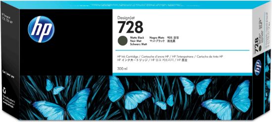 Image de HP 728 cartouche d'encre DesignJet noire mate 300 ml (F9J68A)