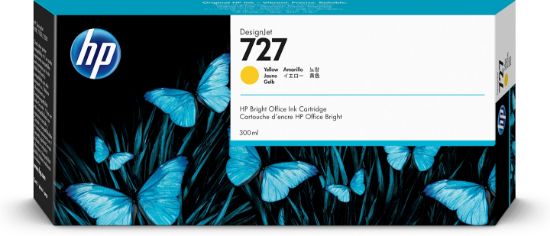 Image de HP 727 cartouche d'encre DesignJet jaune, 300 ml (F9J78A)