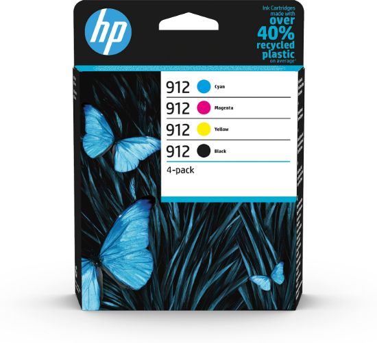Image de HP 912 Pack de 4 cartouches d'encre Noir/Cyan/Magenta/Jaune authentiques (6ZC74AE)