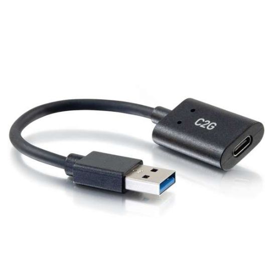 Image de C2G Adaptateur convertisseur SuperSpeed USB 5 Gbits/s 15 cm (6 po) USB-C® femelle vers USB-A mâle (54428)