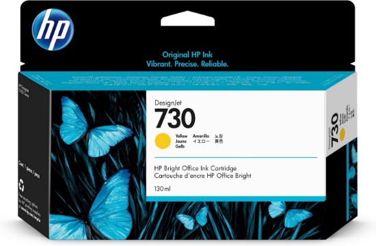 Image de HP Cartouche d’encre 730 DesignJet jaune, 130 ml (P2V64A)