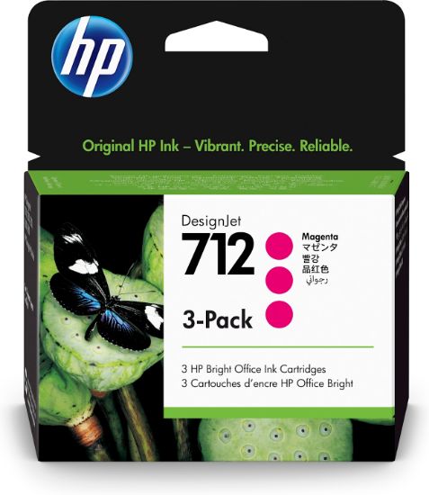 Image de HP Pack de 3 cartouches d'encre DesignJet 712, magenta, 29 ml (3ED78A)