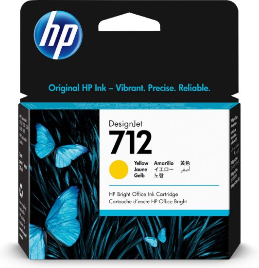 Image de HP Cartouche d'encre DesignJet 712, jaune, 29 ml (3ED69A)
