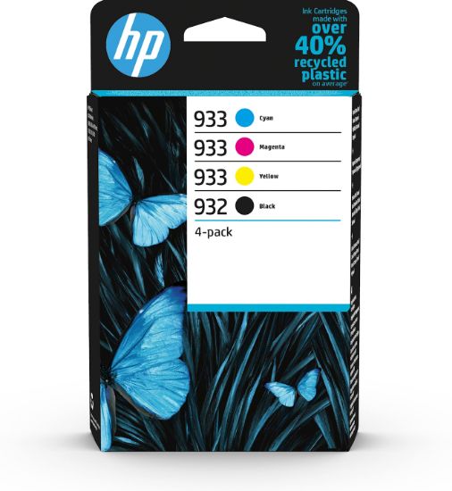 Image de HP 932 Pack de 4 cartouches d'encre noire/ 933 Pack de 4 cartouches d'encre cyan/magenta/jaune authentiques (6ZC71AE)