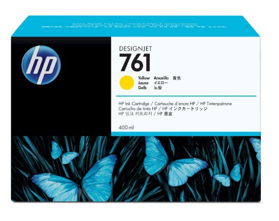 Image de HP 761 cartouche d'encre DesignJet jaune, 400 ml (CM992A)