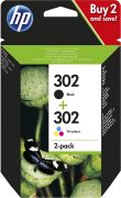 Image de HP Pack de 2 cartouches d'encre noire/3 couleurs authentiques 302 (X4D37AE)