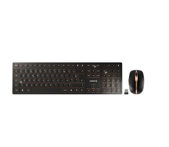 Image de CHERRY DW 9100 SLIM clavier Souris incluse Universel RF sans fil + Bluetooth AZERTY Français Noir (JD-9100FR-2)