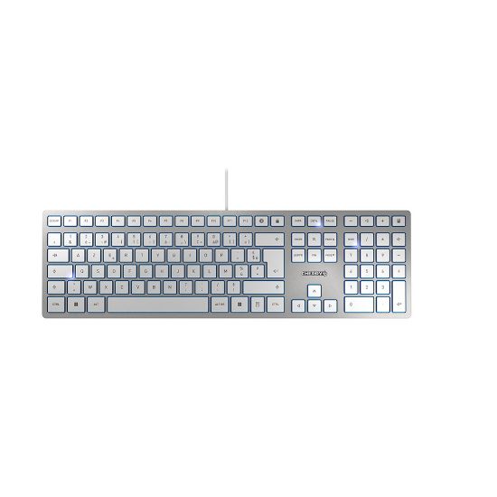 Image de CHERRY KC 6000 SLIM Clavier filaire, blanc/argent, USB, AZERTY - FR (JK-1600FR-1)