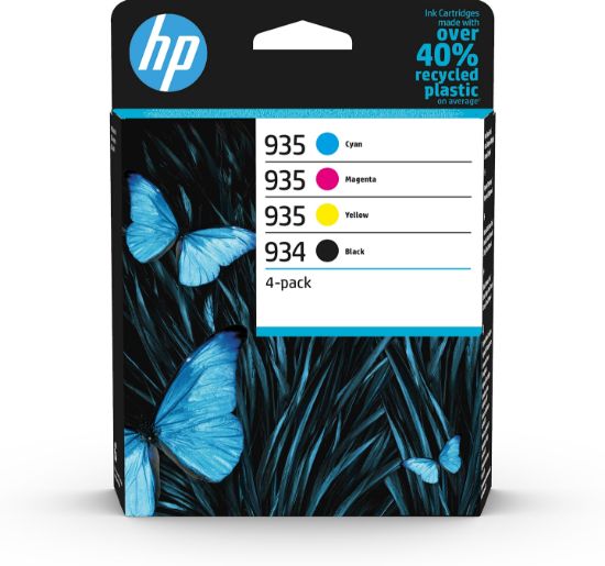 Image de HP 934 Pack de 4 cartouches d'encre noire/935 Pack de 4 cartouches d'encre cyan/magenta/jaune authentiques (6ZC72AE)