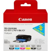 Image de Canon Multipack de 6 cartouches d'encre PGI-550/CLI-551 PGBK/C/M/Y/BK/GY (6496B005)