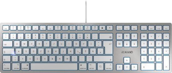 Image de CHERRY KC 6000 SLIM FOR MAC Clavier filaire pour Mac, blanc/argent, USB, AZERTY - FR (JK-1610FR-1)