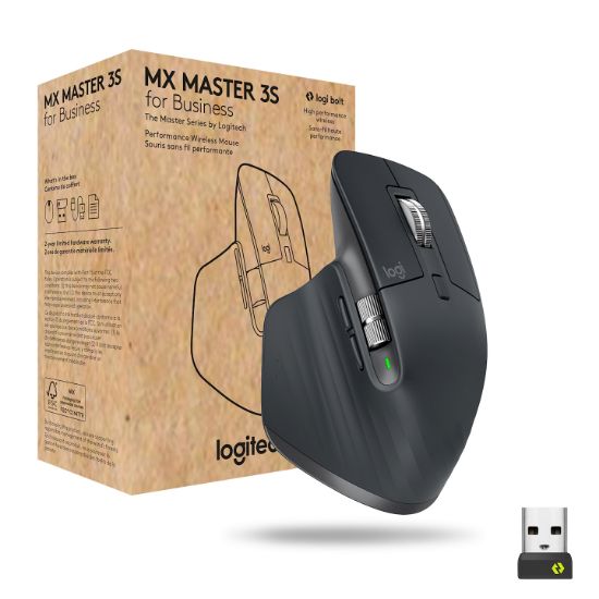 Image de Logitech MX Master 3s for Business souris Bureau Droitier RF sans fil + Bluetooth Laser 8000 DPI (910-006582)