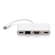 Image de C2G Adaptateur multiport USB-C® vers HDMI®, VGA, USB-A, et RJ45 - 4K 30 Hz - Blanc (29829)