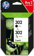 Image de HP Pack de 2 cartouches d'encre noire/3 couleurs authentiques 302 (X4D37AE)