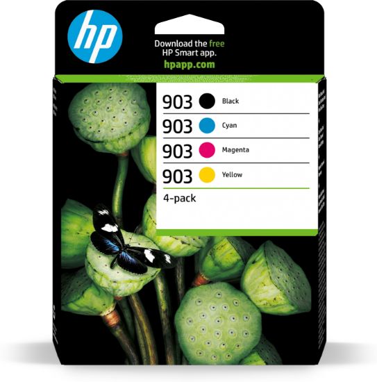 Image de HP 903 Pack de 4 cartouches d'encre Noir/Cyan/Magenta/Jaune authentiques (6ZC73AE)