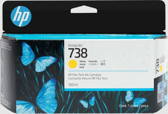 Image de HP Cartouche d’encre DesignJet 738, jaune, 130 ml (498N7A)