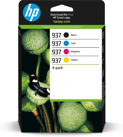 Image de HP 937 Pack de 4 Cartouches d’encre authentiques CMJN Cartouche d'encre - Noir,Cyan,Magenta,Jaune (6C400NE)
