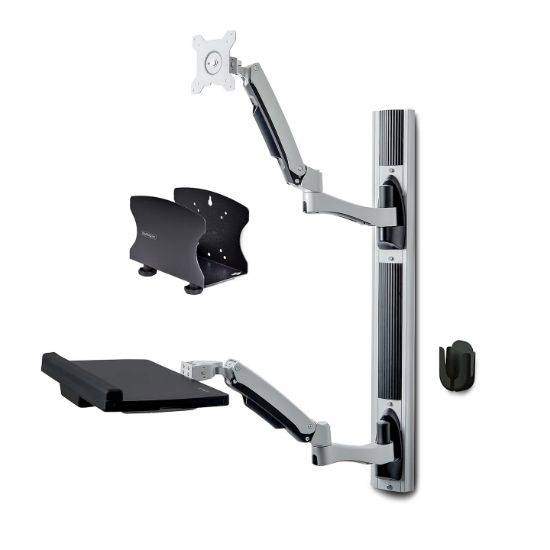 Image de StarTech.com Poste de Travail Mural, Support VESA de Moniteur/Écran 32" Support pour Écran/Moniteur (10kg) - Support d'Écran Entièrement Articulé et Tablette Murale po ... (2PASTSC-WALL-MOUNT)