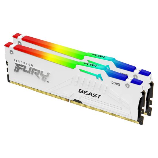 Image de Kingston Technology FURY Beast 32GB 6000MT/s DDR5 CL30 DIMM (Kits de 2) White RGB EXPO (KF560C30BWEAK2-32)