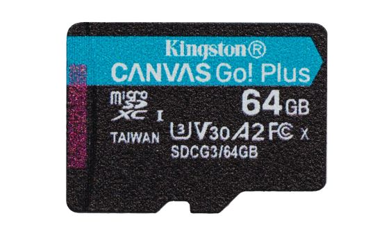 Image de Kingston Technology Carte microSDXC Canvas Go Plus 170R A2 U3 V30 de 64 Go sans ADP (SDCG3/64GBSP)