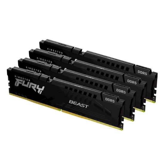 Image de Kingston Technology FURY Beast 128 Go 5600 MT/s DDR5 CL40 DIMM (Kits de 4) Black XMP (KF556C40BBK4-128)