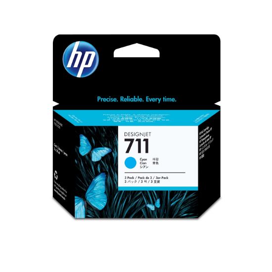 Image de HP 711 pack de 3 cartouches d'encre DesignJet cyan, 29 ml (CZ134A)