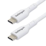 Image de StarTech.com Câble de Charge USB-C de 2m, Charge et Synchronisation, 60W (3A) PD, Câble de Charge USB 2.0 pour Ordinateur Portable - Cordon de Charge USB C Blanc (USB2CC2MNCWHE)
