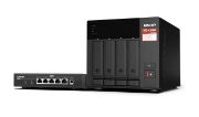 Image de QNAP TS-473A + QSW-1105-5T Bundle Pack NAS Tower Ryzen Embedded V1500B 8 Go DDR4 0 To QNAP Turbo System Noir (TS-473A-SW5T)