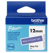 Image de Brother - Ruban adhésif blanc sur violet, 12 mm de large, non laminé (BTAG-F35)