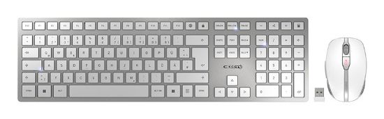 Image de CHERRY DW 9100 SLIM clavier Souris incluse Universel RF sans fil + Bluetooth QWERTZ Allemand Argent (JD-9100DE-1)