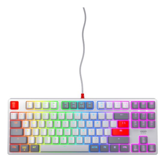 Image de CHERRY K4V2 TKL clavier Gaming USB QWERTY Anglais américain Gris, Gris clair, Rouge (CX-K4V2-RGB-TKL-RETRO-R-US)