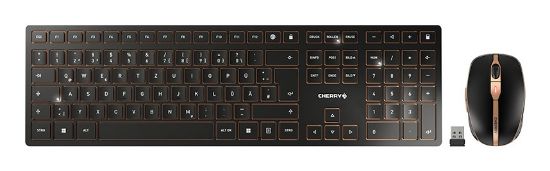 Image de CHERRY DW 9100 SLIM clavier Souris incluse Universel RF sans fil + Bluetooth QWERTZ Allemand Noir (JD-9100DE-2)